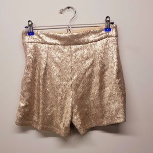 gold sequin shorts size m